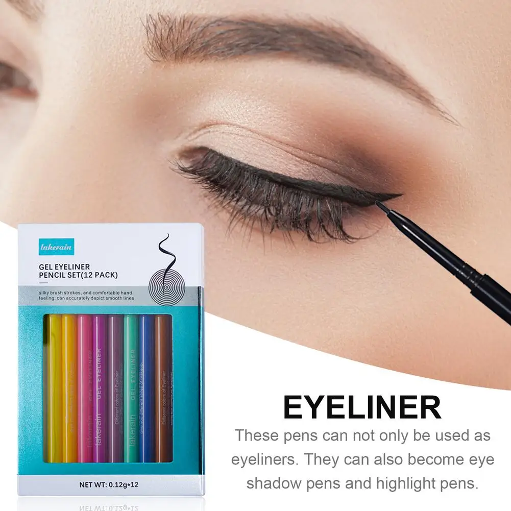 12 Colors Liquid Eyeliners Waterproof Colorful Eyeliner Pen Set Easy Apply Colored Retractable Makeup Liners for Women |