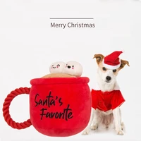 christmas hot coffee cup dog chews wear resistant molar teeth vocal squeak plush toy christmas gift