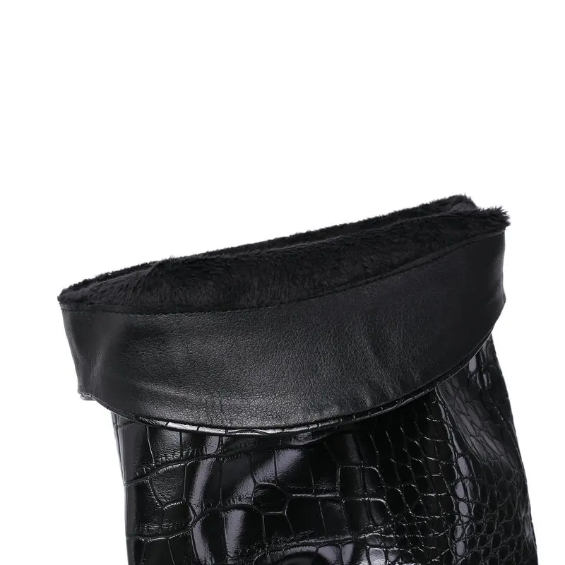 Женские сапоги до колена на шпильке с острым носком; цвет черный, коричневый, белый; сапоги из искусственной кожи; коллекция года; зимние высокие сапоги; Прямая