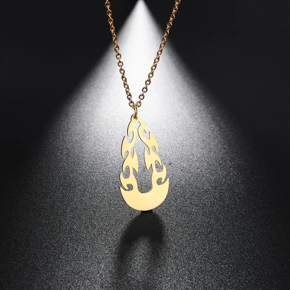 My shape Fire Totem ожерелье из нержавеющей стали старое серебро черный золотой цвет