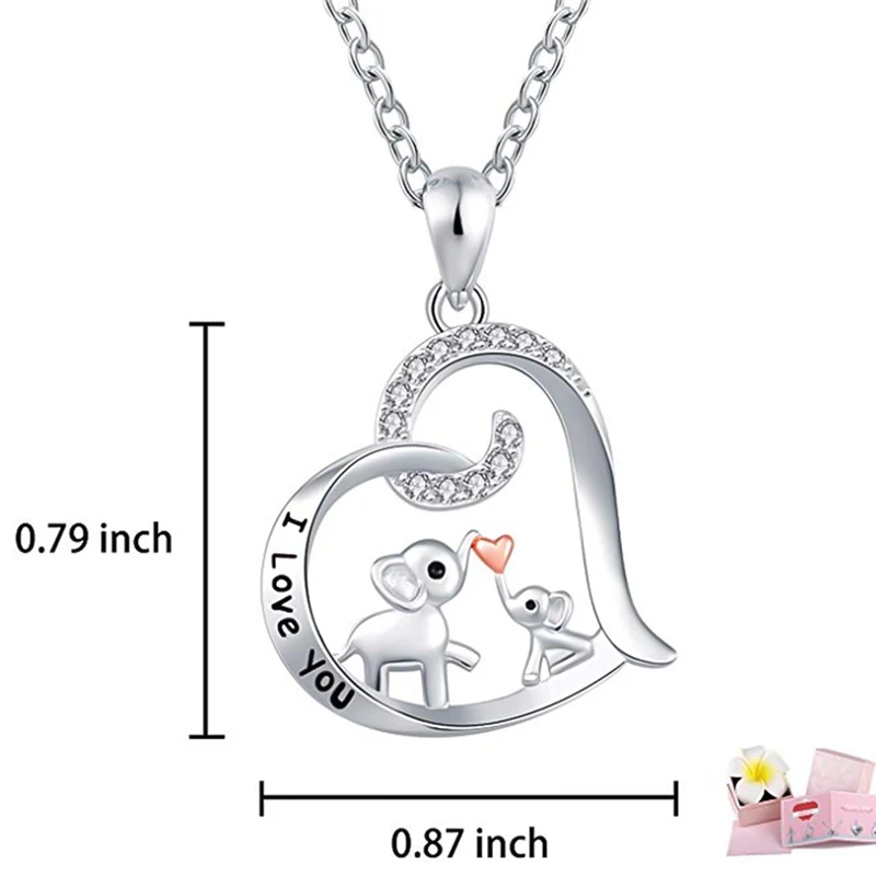 

2021 Hot Sale Elephant Chain Necklace For Women Girls Silver Plated Family Necklace Mother's Day Birthday Gift Fine Jewelry