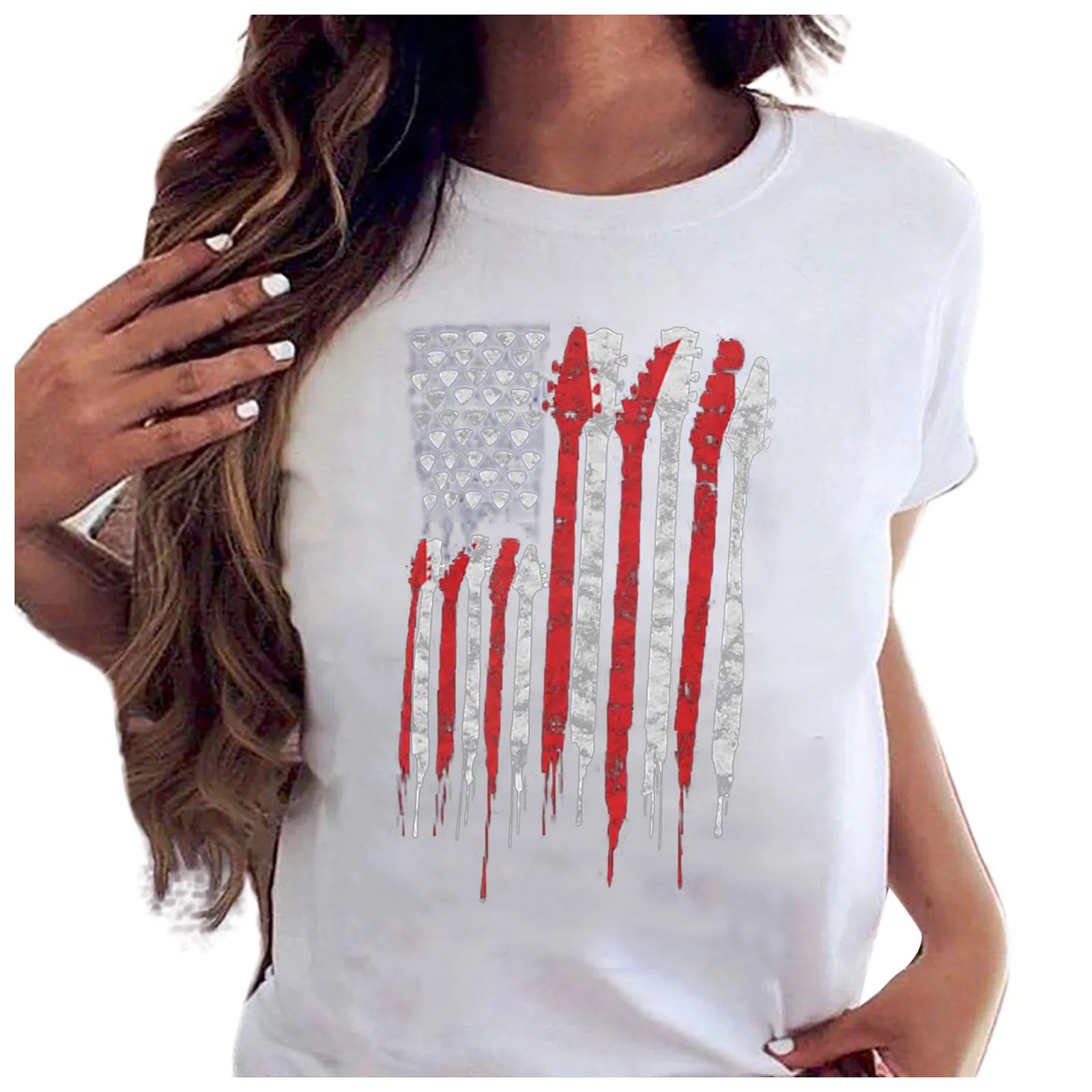 

Adult Independence Day Blouse TopsO NeckPartyStylish T-shirt