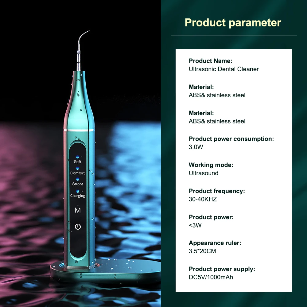 

Ultrasonic Scaler Portable Electric Calculus Remover Dental Scaler Tooth Sonic Tartar Stain Remover Teeth White Touch Screen