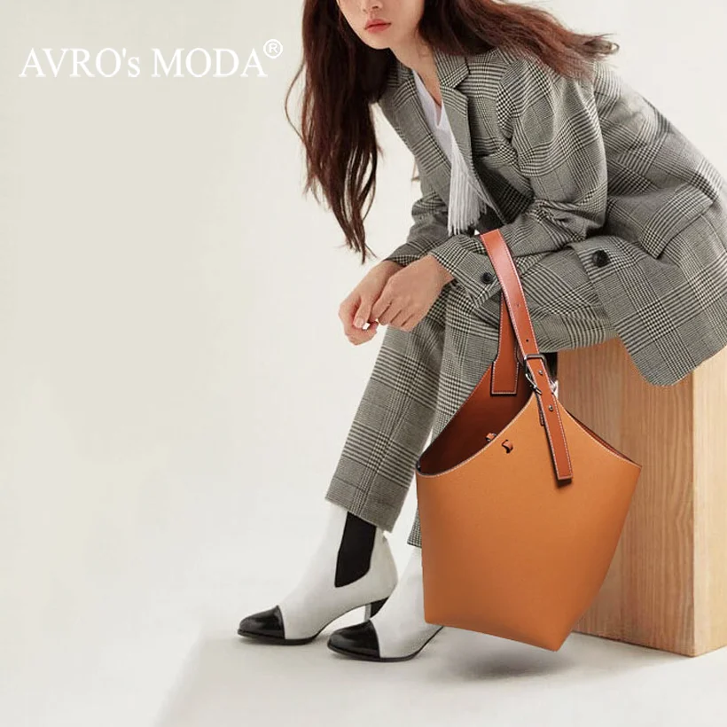 AVRO's MODA Brand Designer Handbags Women Genuine Leather Bucket Bags Ladies New Fashion Shoulder Retro Large Capacity Tote Bag