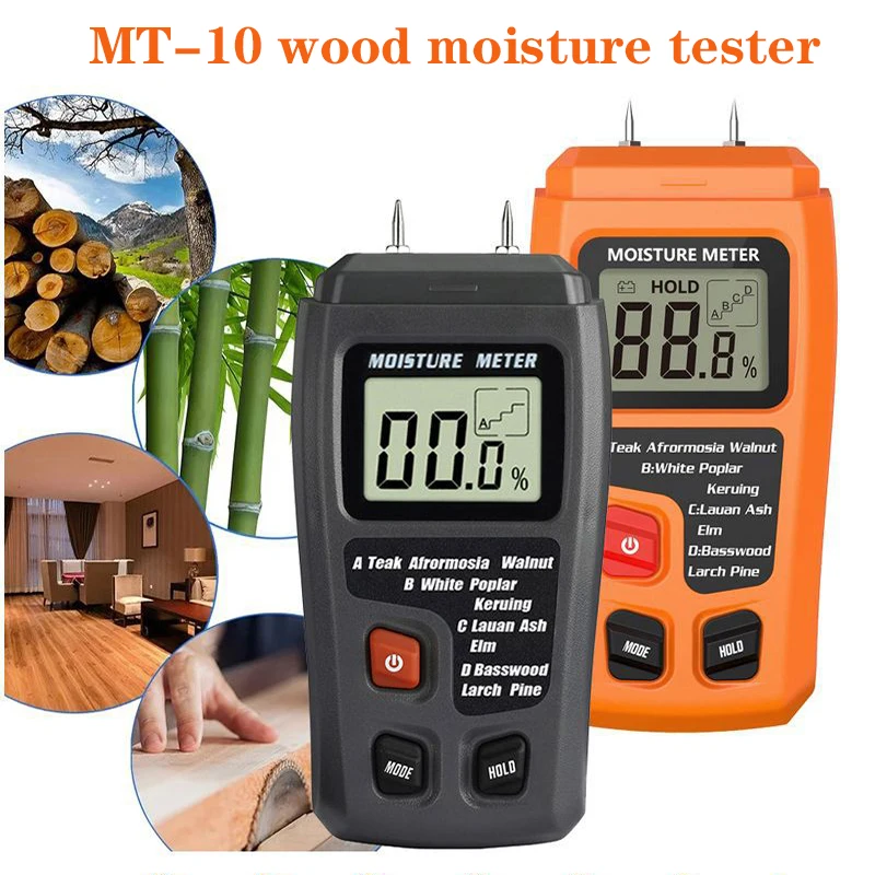 

EMT01 двухконтактный цифровой измеритель влажности древесины 0-99.9% тестер влажности древесины детектор влажности древесины с большим ЖК-дисп...