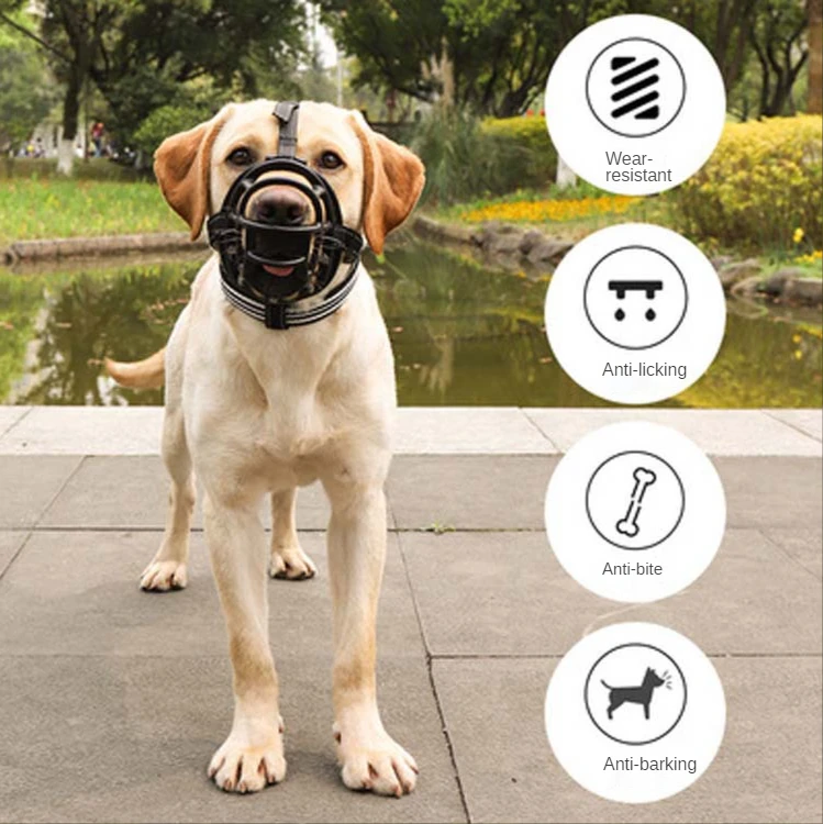 

Pet Dogs Muzzle 5 Sizes Luminous Adjustable Compression Anti-Bite Muzzle Basket Design Medium Large Dog Running Supplies Perro