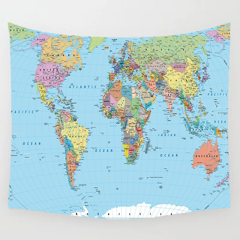 Горячая Распродажа виды карта мира гобелен настенный прямоугольник Размер L