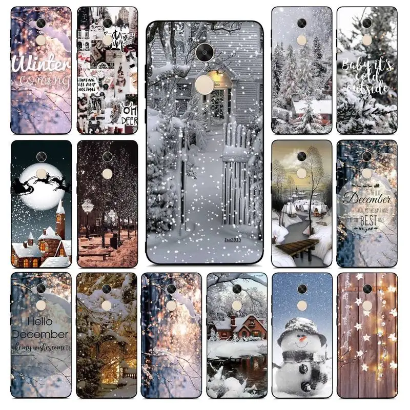 

FHNBLJ Landscape Winter Light Snow Phone Case for RedMi note 4 5 7 8 9 pro 8T 5A 4X case