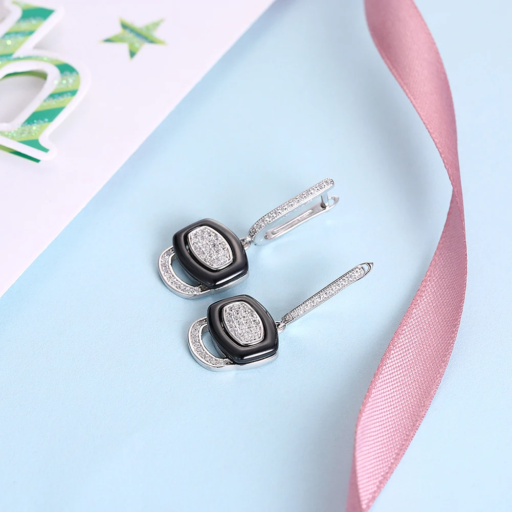 

CFK Sterling Zilver 925 Sieraden Geometry Lock Shape Drop Oorbellen Sieraden Voor Vrouwen Trendy 5A Zirconia Oorbel Beste