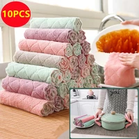 new 10pcs cleaning cloth high quality coral fleece rag super absorbent kitchen ltems household towel tableware wiping tool