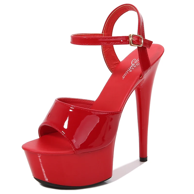 Heel 15cm Модельные босоножки на высоком тонком каблуке 13-17 см, пикантные черные летние туфли на платформе и высоком каблуке - Цвет: Heel 15cm
