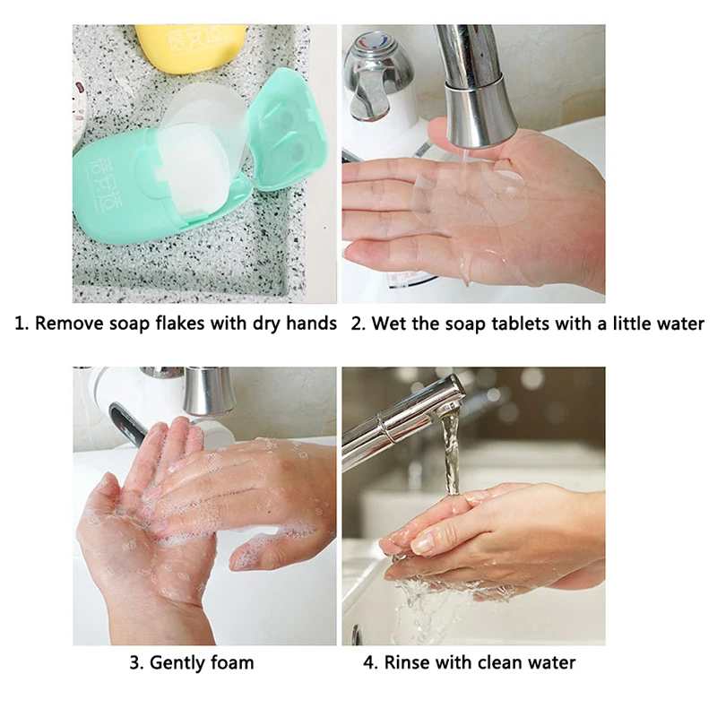 

Disposable Soap Paper Portable Hand Washing Box Scented Slice Sheets 6*4cm Color Random 20pcs