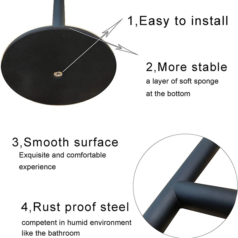 Modern Portable Hand Towel Holder Stand For Bathroom Stainless Steel Countertop Rack Brushed Matte Black | Обустройство дома