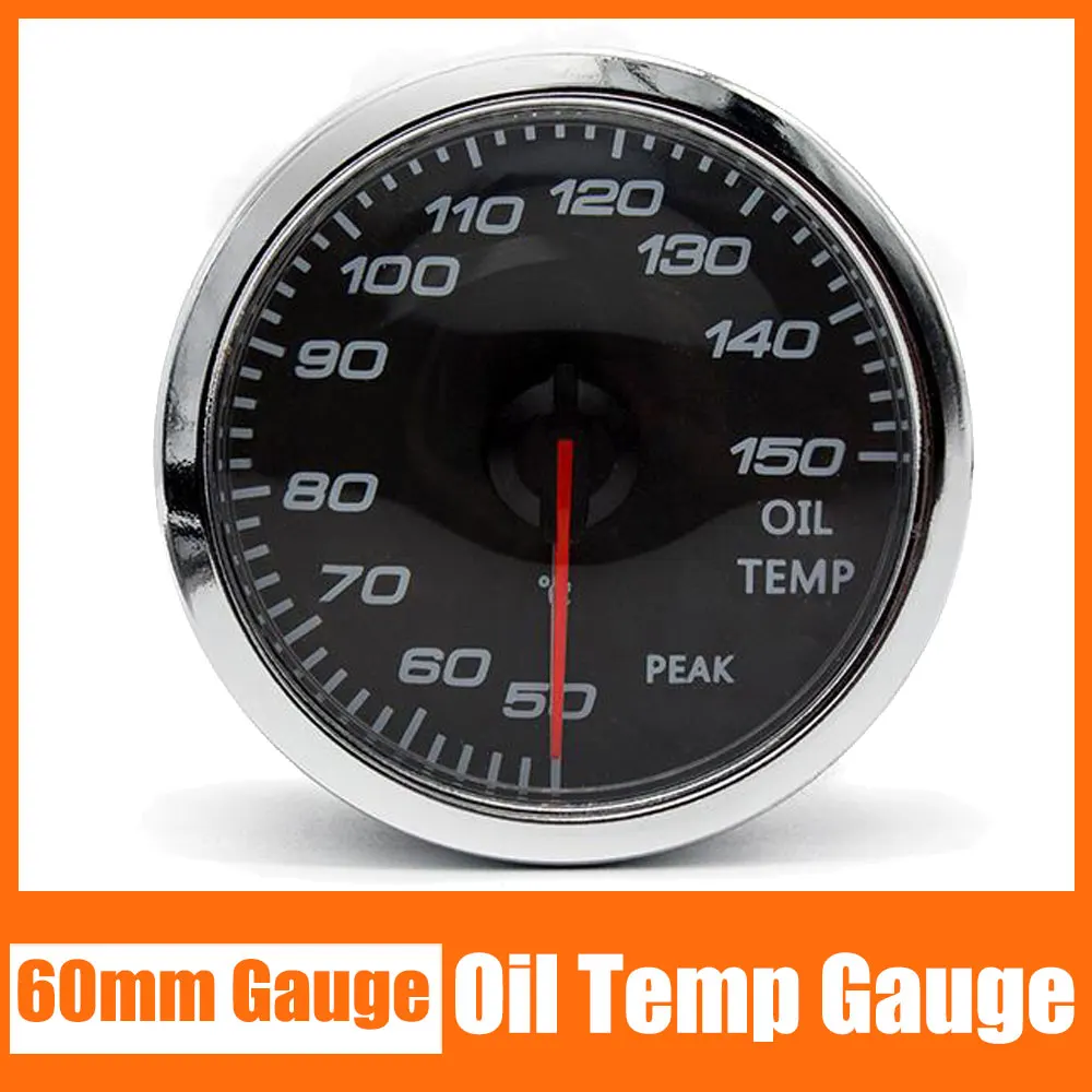 60mm Universal Oil Temp Meter 50-150 Degree Oil Temperature Gauge with 7 Backlight Colors  For Racing Car Truck 12V