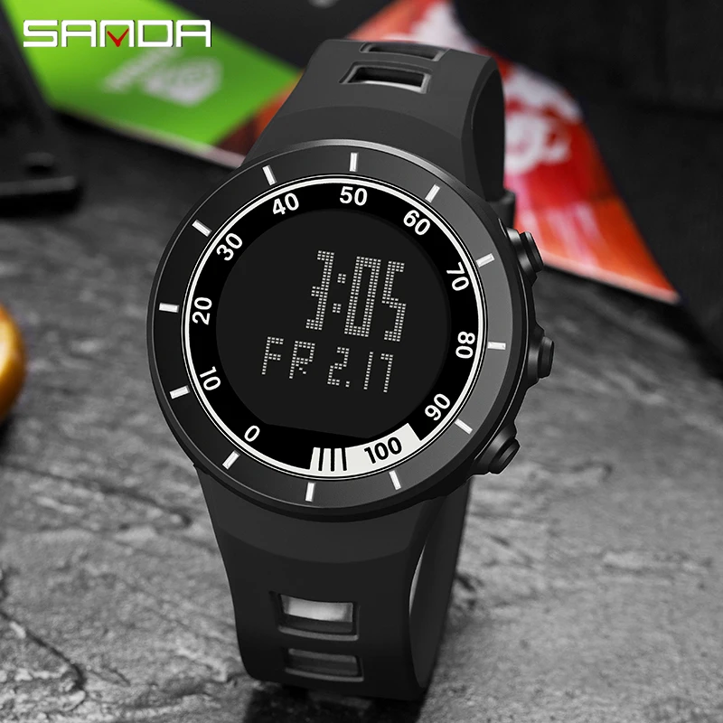 

Часы наручные SANDA мужские электронные, брендовые светодиодные цифровые модные водонепроницаемые в стиле милитари, с большим циферблатом, у...