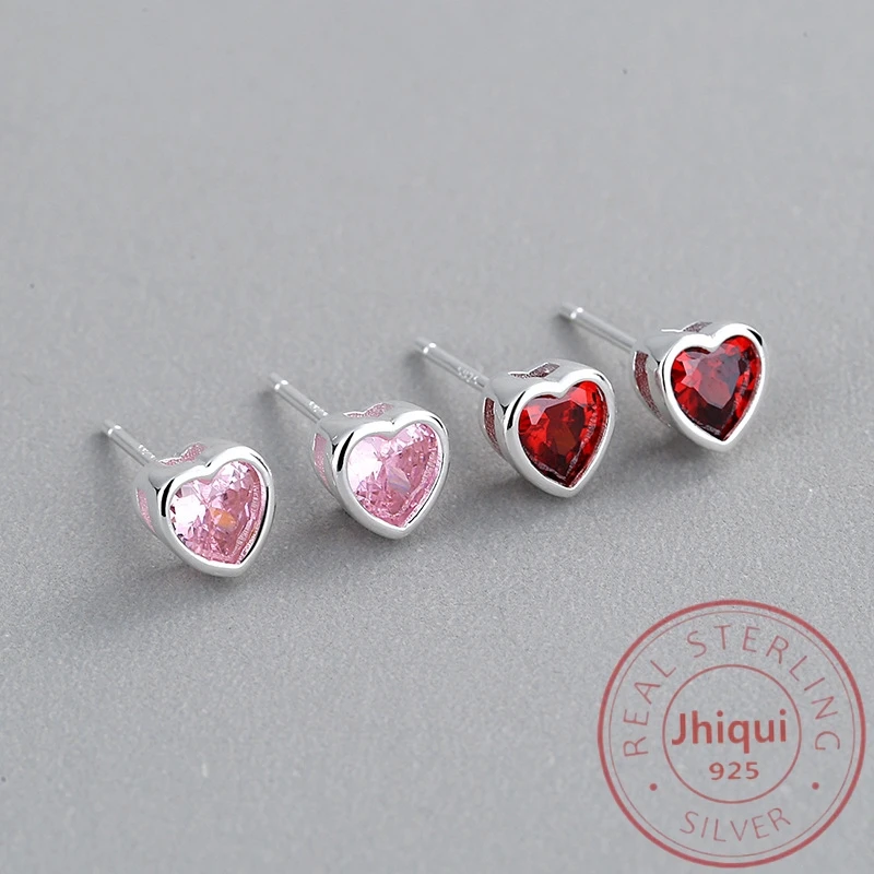 

2Pairs 925 Sterling Silver Zircon Heart Shape Stud Earring for DIY Earring Making