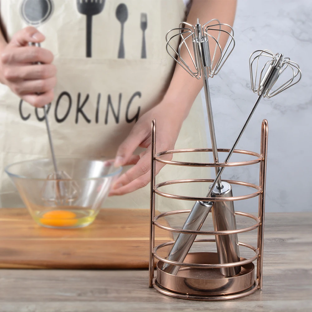 

Semi-automatic Mixer Egg Beater Manual Self Turning 304 Stainless Steel Whisk Hand Blender Egg Cream Stirring Kitchen Tools