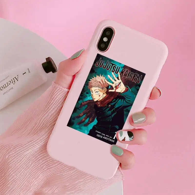 

Jujutsu Kaisen Satoru Gojo anime Phone Case Candy Color for iPhone 6 7 8 11 12 s mini pro X XS XR MAX Plus
