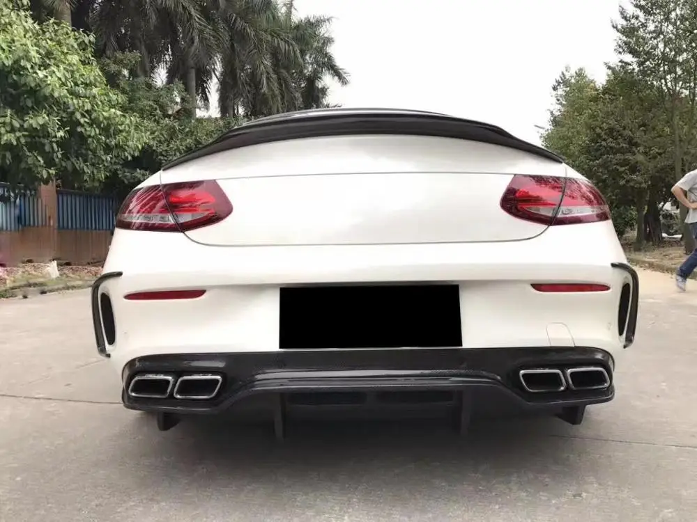 C Class W205 C63 углеродного волокна автомобильный диффузор губа на задний бампер для