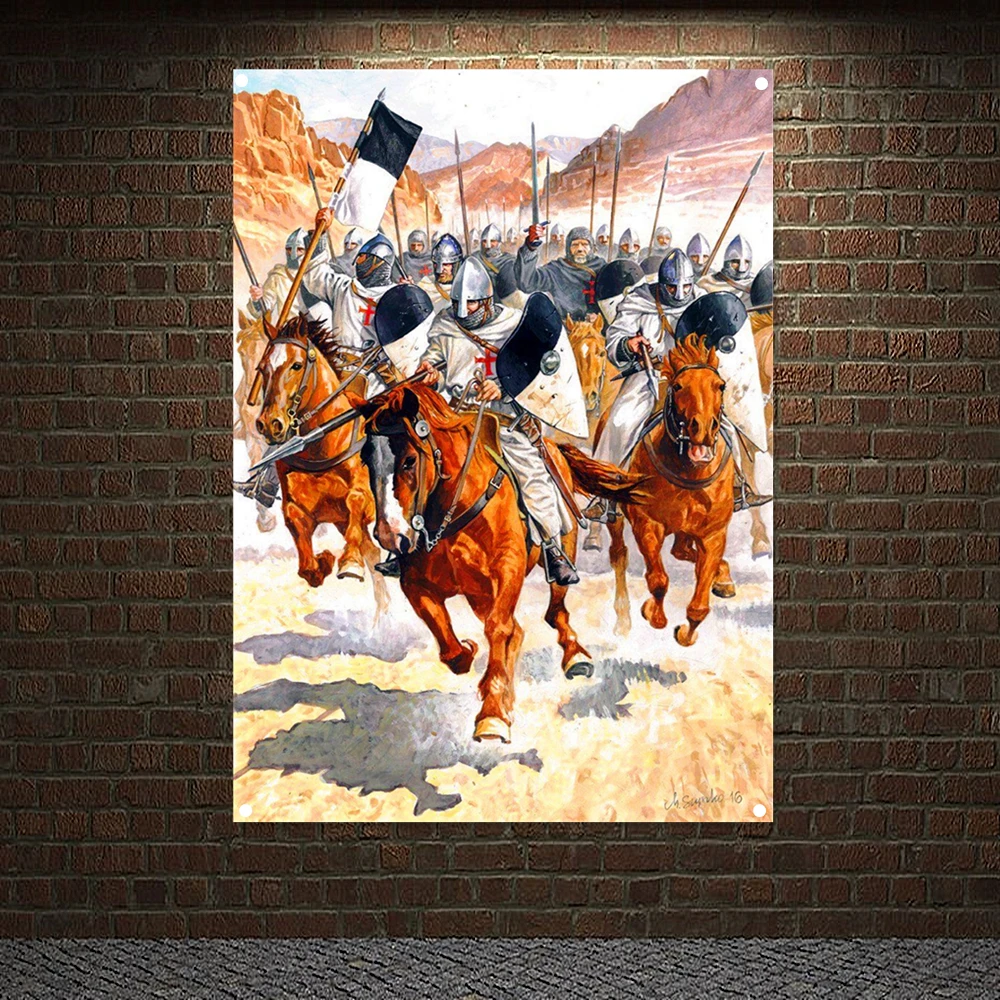 

Vintage Knights Templar Posters Print Art Wall Decor Crusader Banners Flags Wallpaper Canvas Painting Wall Hanging Home Decor W6