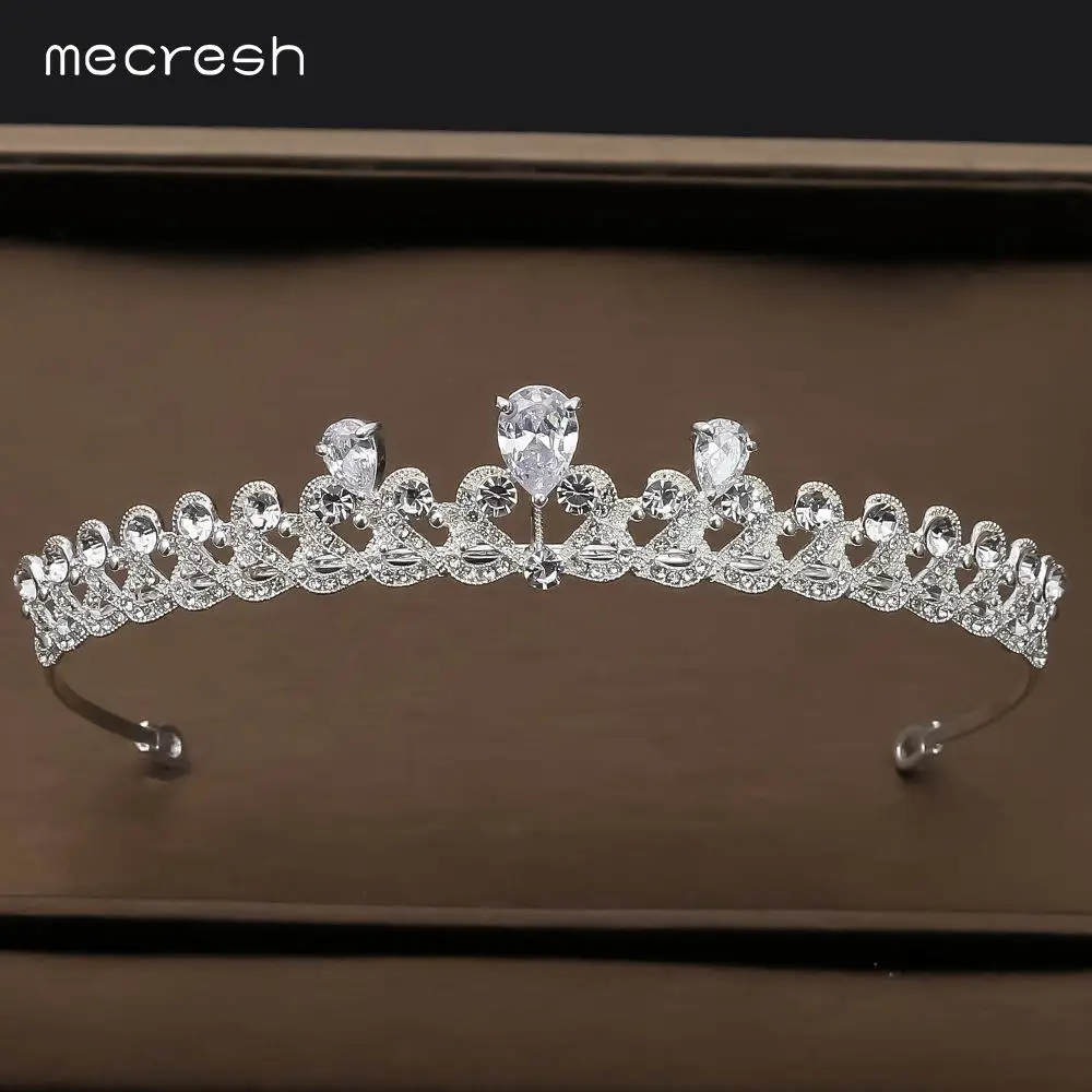 Mecresh тиары и короны с фианитом в форме сердца для принцессы свадебные аксессуары