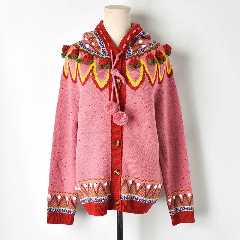 Милый свитер с цветами вязаные рождественские милые пуловеры длинным рукавом и