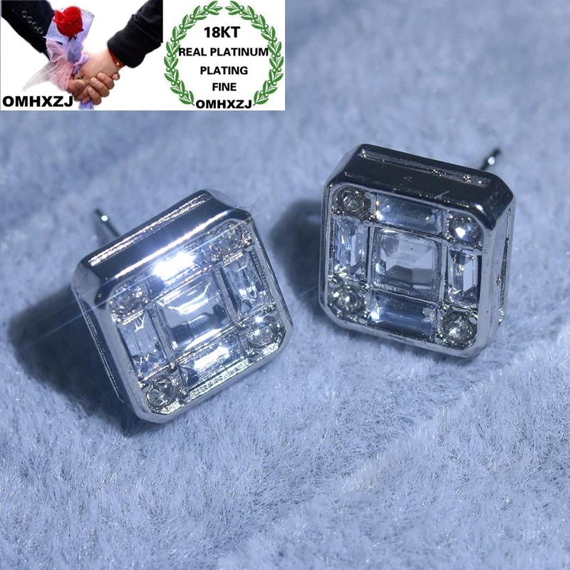 

Серьги-гвоздики OMHXZJ EA626 женские, европейский модный подарок на день рождения и свадьбу, с квадратным цирконием, 18 карат, из белого и розового ...