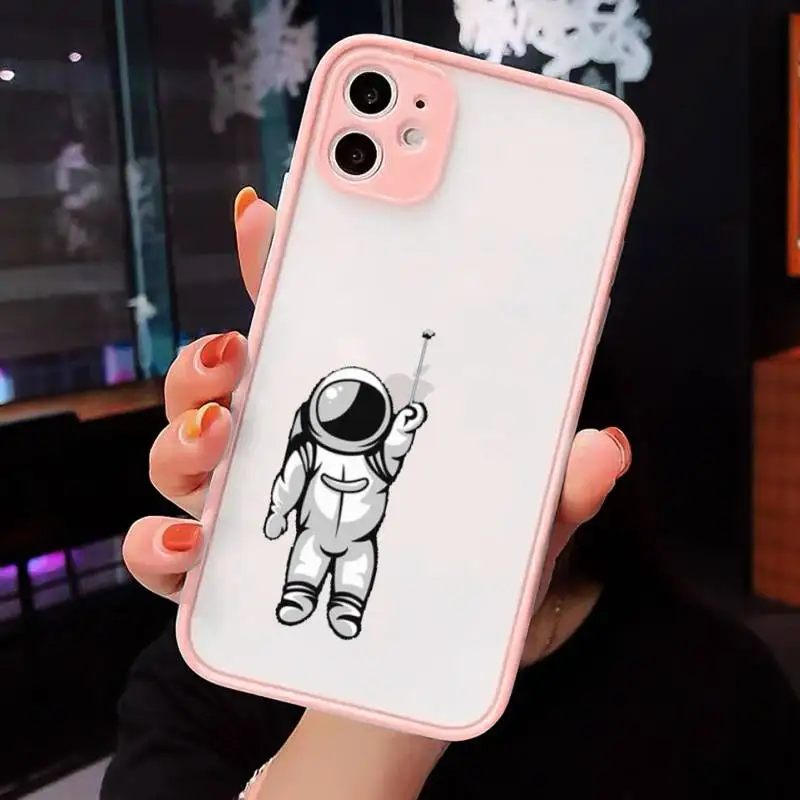 

astronaut Phone Case Matte Transparent for iPhone 7 8 11 12 s mini pro X XS XR MAX Plus cover funda