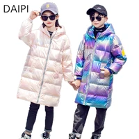 fashion new childrens coat long hood jacket for boy girl coat winter street style clothes for girls childrens jacket 4 15 year