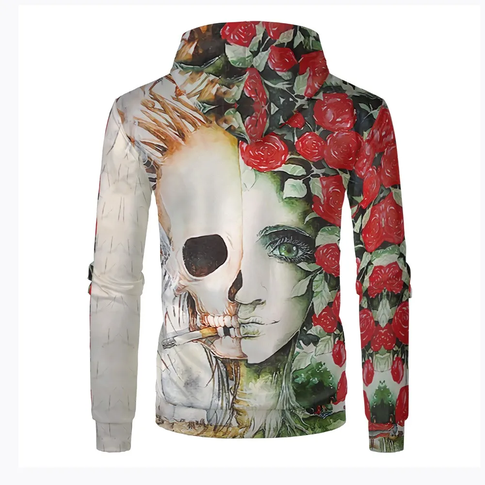Новые модные с жутким черепом серии свитер капюшоном 3d печатных универсальное