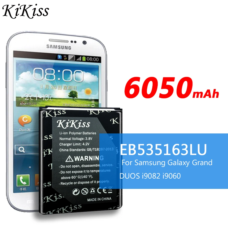 Аккумулятор большой мощности 6050 мАч EB535163LU для Samsung Galaxy Grand Duos i9082 i879 i9080 i9168 i9118 Neo i9060
