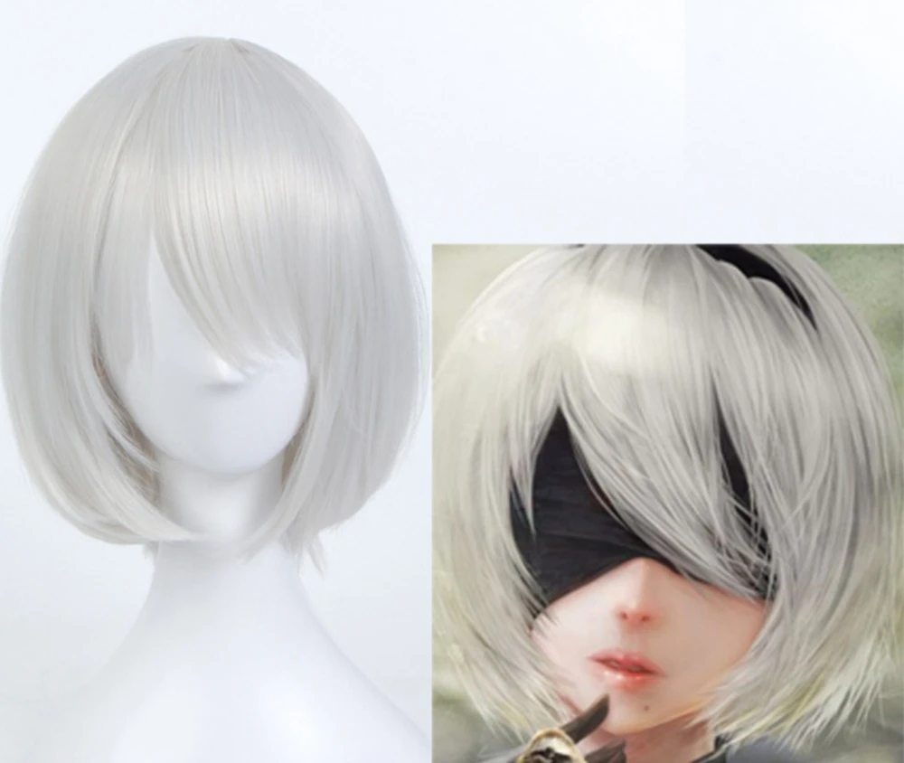 Game Nier Automata Yorha 2B Cosplay Costume Anime Uniform Suit Women Girls Halloween Party Fancy Outfits Black Dress Wig Set |