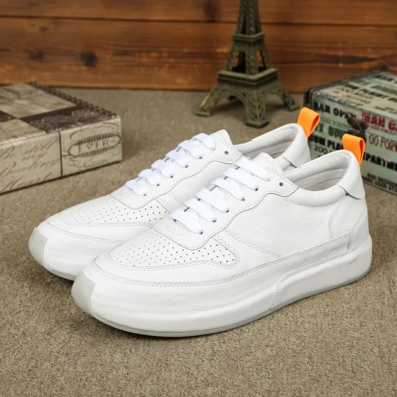 Spring Mens Thick Platform Running Shoes Genuine Leather Outdoor Sport Skateboarding Male Training Fitness Sneakers Colors | Спорт и