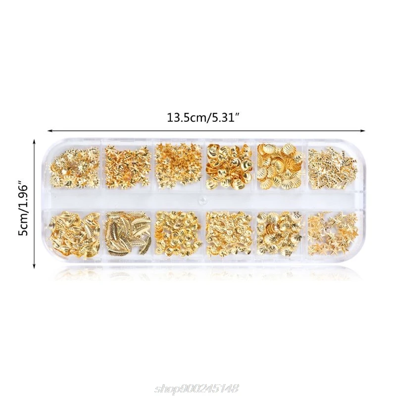 

12 Grids/Box Mixed Glitter Metal Nail Art Decoration Starfish Shell Sun Coconut Tree Epoxy Resin Filling J19 21 Dropshipping