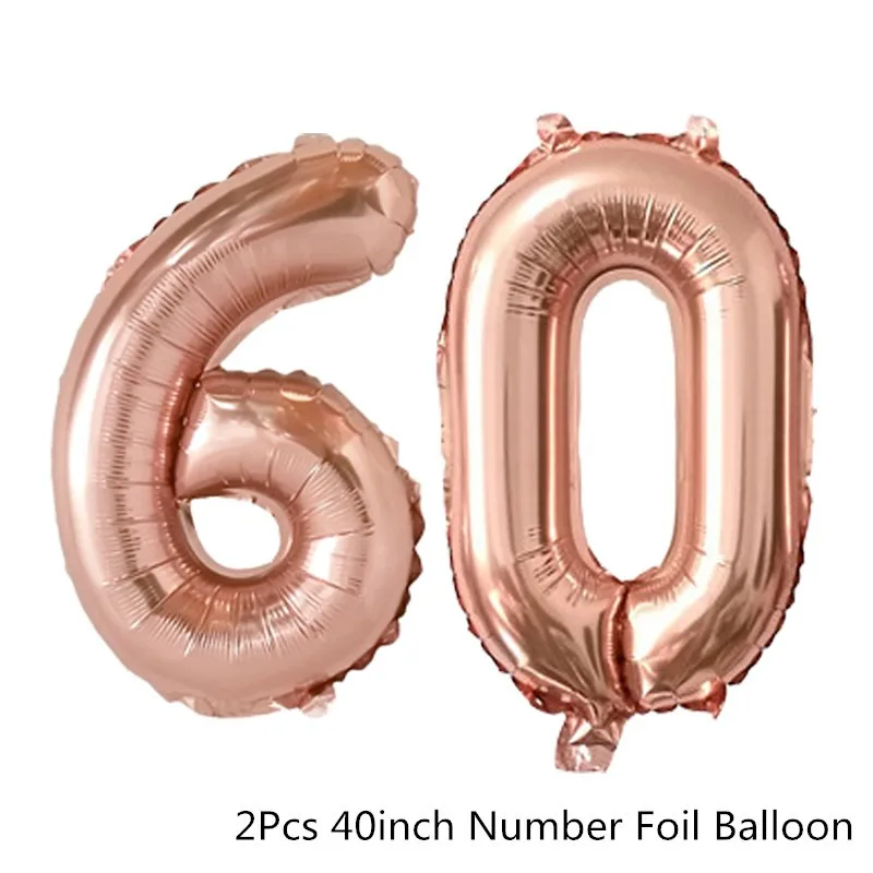 Rosegold 60 Chicinlife розовое золото 30 40 50 60 лет шар кекс Топпер соломинка с днем рождения Юбилей взрослых Декор поставки - Цвет: Rosegold 60