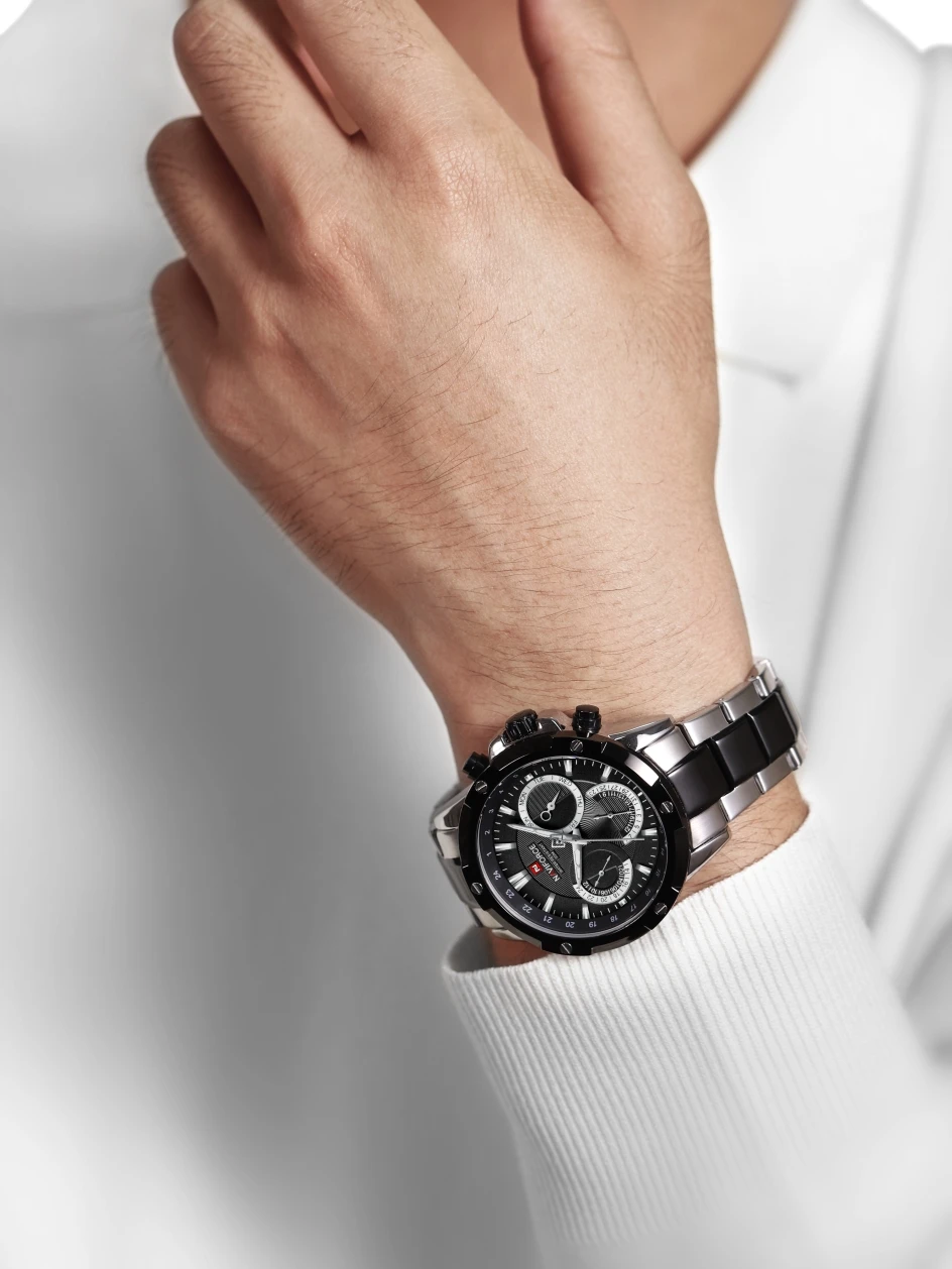 Часы NAVIFORCE Мужские кварцевые роскошные модные повседневные водонепроницаемые из