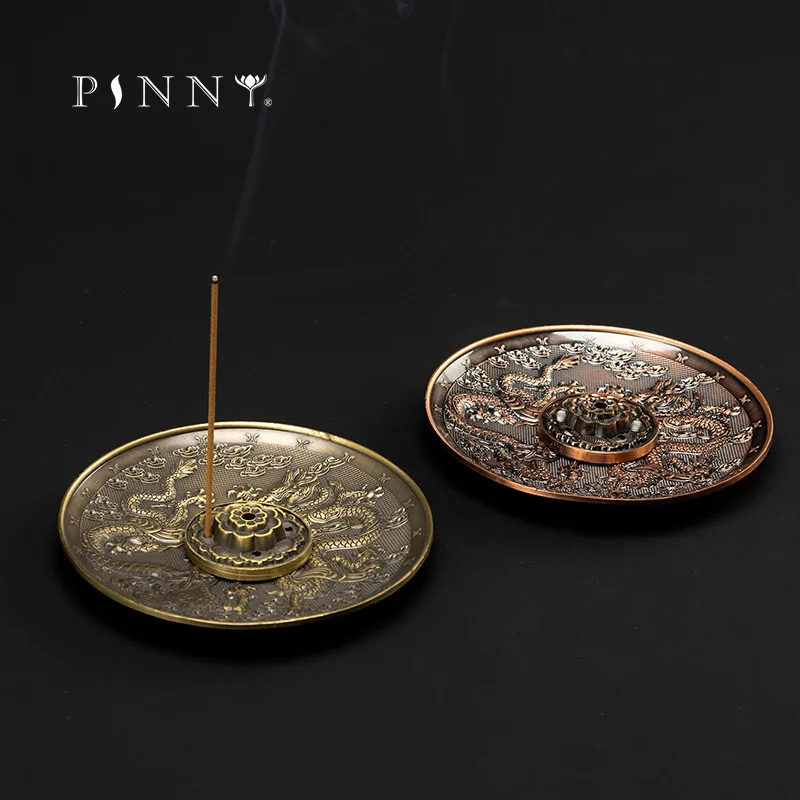 Металлический круглый держатель для благовоний PINNY с резьбой по дракону палочка