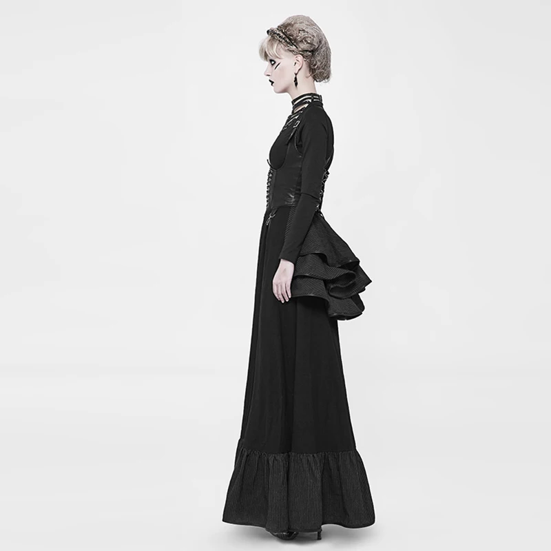 Женское платье в стиле Панк RAVE Two Wear черное сексуальное полуоткрытое стимпанк на