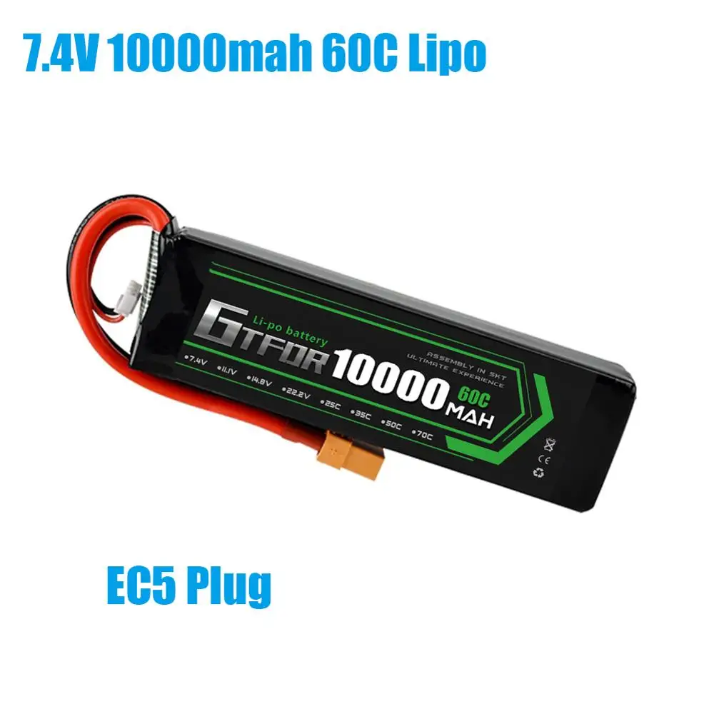 GTFDR батарея lipo 2S 7,4 V 10000mah 60C 120C HV 3S 11,4 V 5200mah 20C 40C для радиоуправляемого автомобиля дрона FPV Walkera QR X350 PRO квадрокоптера - Цвет: 1PCS10000mahEC5