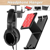headset holder under desk dual aluminum headphone hook mount with cable clip organizer 3m adhesive for all headphones
