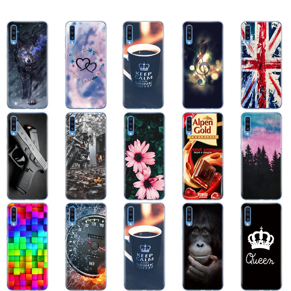 Чехол для Samsung A70 мягкий ТПУ чехол-накладка на заднюю панель телефона с рисунком