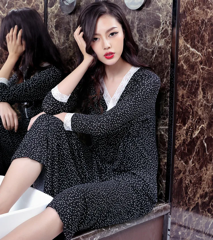 Женская ночная рубашка из чистого хлопка с кружевом весна-осень женское белье