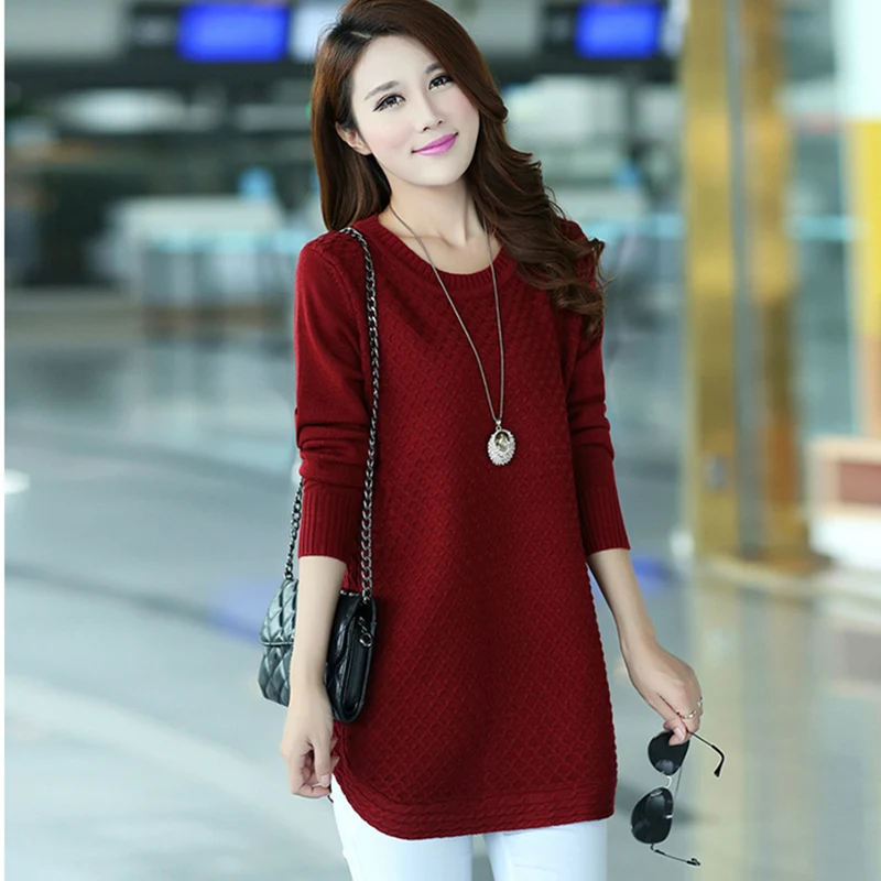 Bayan свитер 2020 Топы осень зима вязаный трикотаж корейский стиль свободный большой