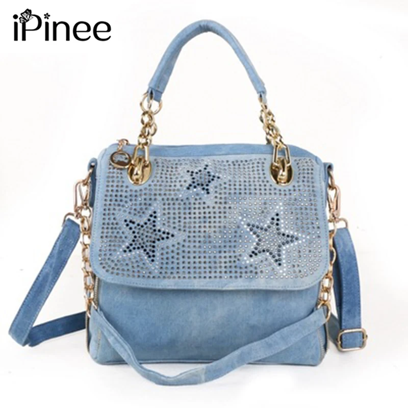 Модные женские сумки iPinee роскошная сумка дизайнерская джинсовая на плечо со