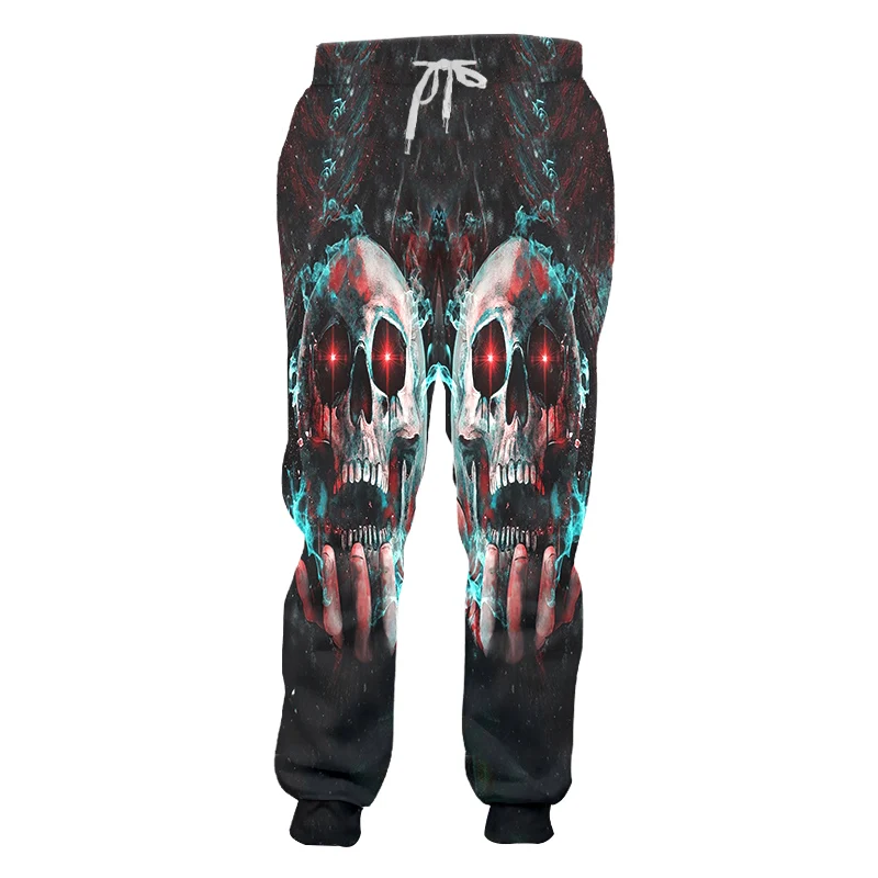 Брюки UJWI унисекс с принтом черепа брендовые Джоггеры со скелетом черные