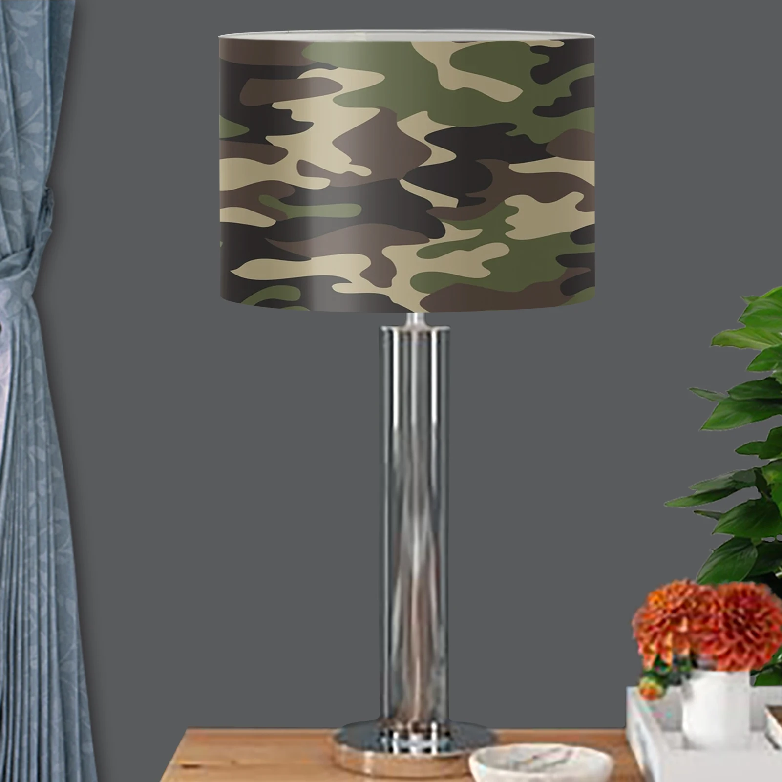 

2021 New Desk Lamp Shade Camouflage Prints Lamp Cover Table Lamp Cylindrical PVC Lampshade Nordic Style Modern Lamp Cover Custom