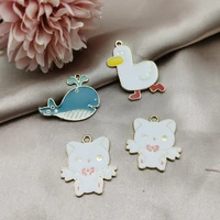 muhna 10pcs animals enamel metal charms duck wing cat blue whale pendants dangle diy jewelry earrings necklaces accessory craft