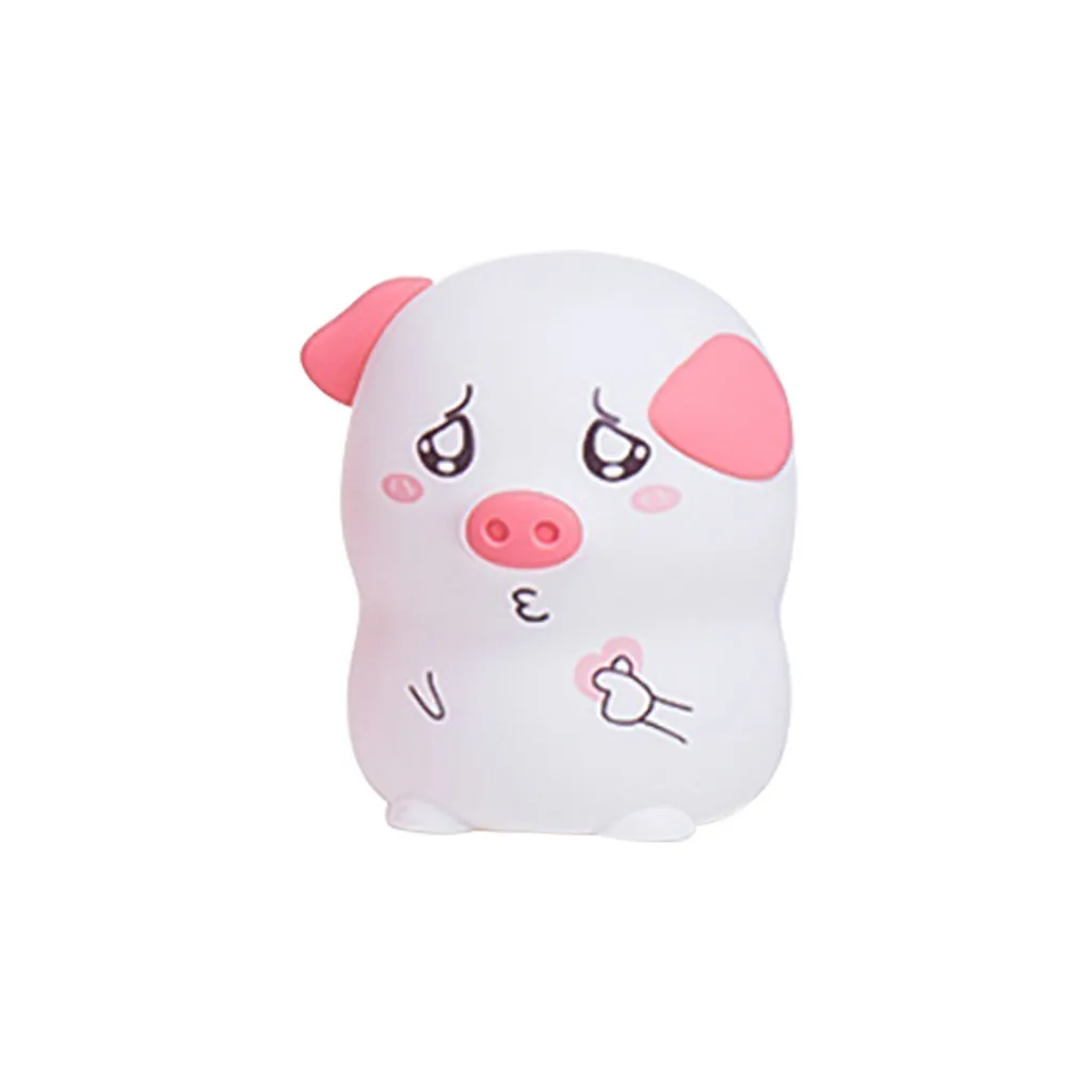 Cute Pig Night Light Silicone Children Birthday Gift Soft Cartoon Animal Gadgets Funny Holiday Girl Toys #C |