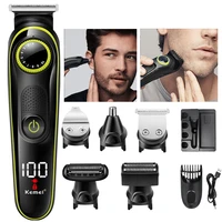 kemei electric shaver facial body shaving machine hair clipper trimmer for men beard razor grooming set nose and ear trimmer