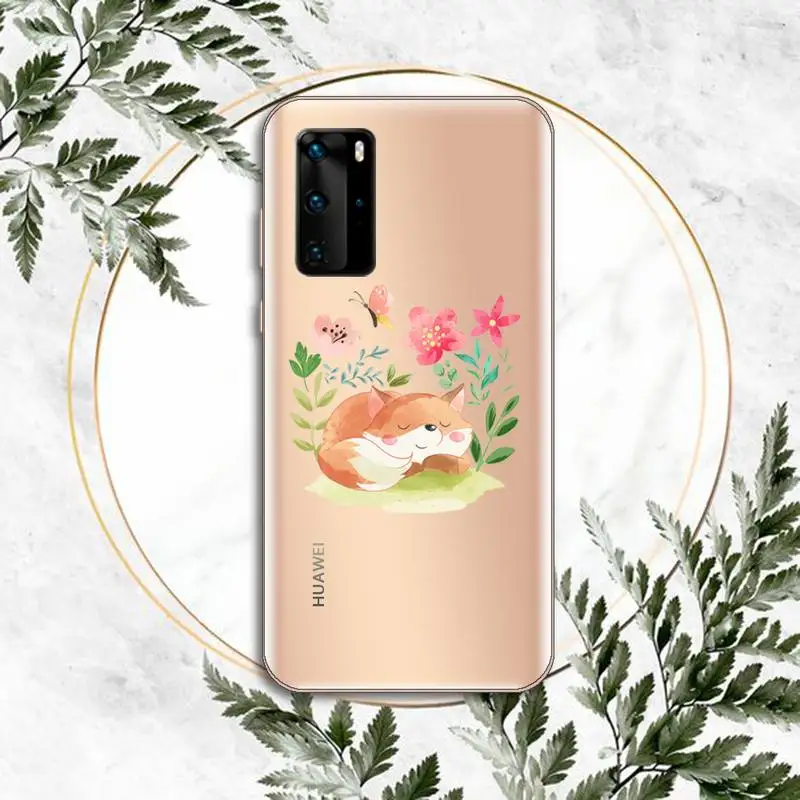 

Little fox animal Cute animal painting Phone Case Transparent for Huawei P honor 8 10i 20 30 40 smart 2019